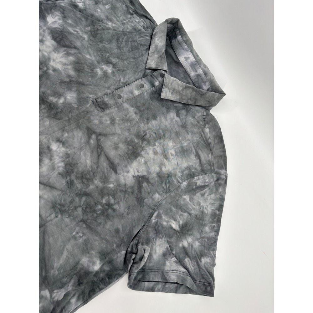 Lululemon Evolution Polo Shirt Gray Tie Dye Marble Short Sleeve Mens XL